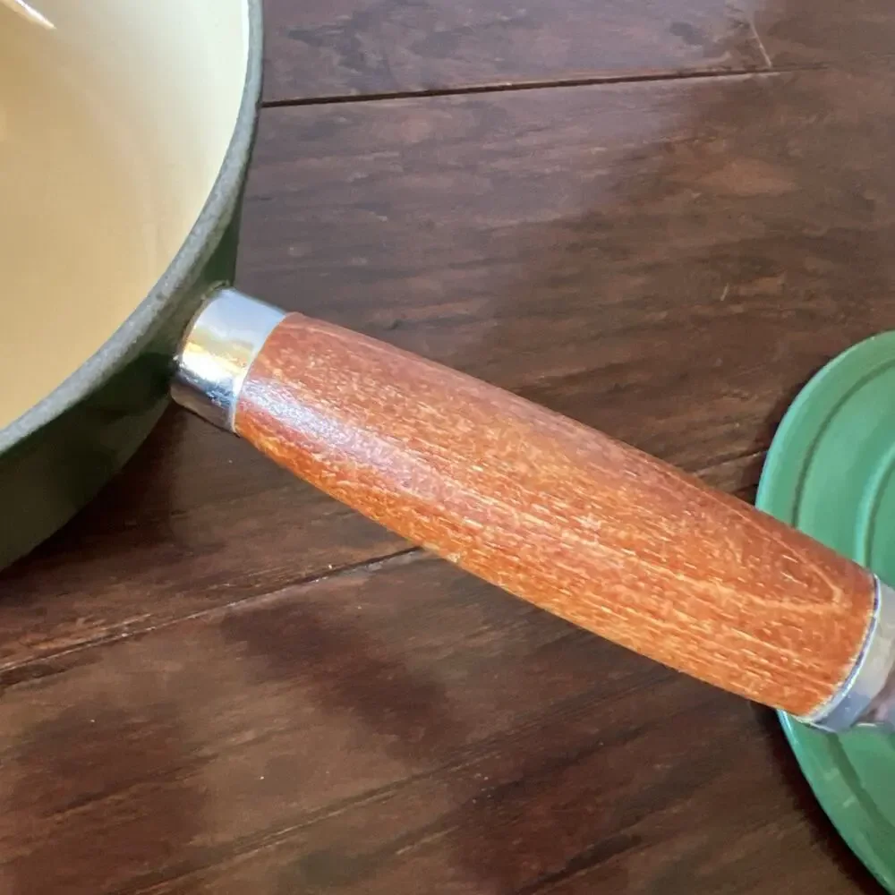 VTG Cousances Le Creuset Green Cast Iron 22 & 18 Set Dutch Oven 3.5 & 1.75 Qt